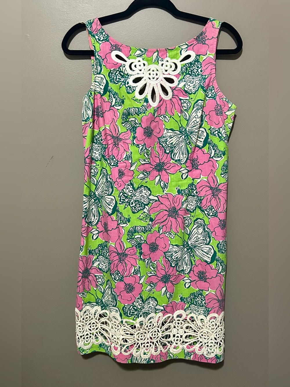 Vintage Lilly Pulitzer Pink & Green Floral Butterfly Dress - Picture 2 of 4